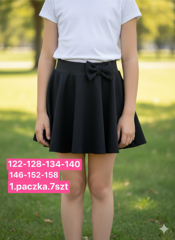 Spódnice dziewczęce Roz 122-158, 1 kolor Paczka 7 szt 1